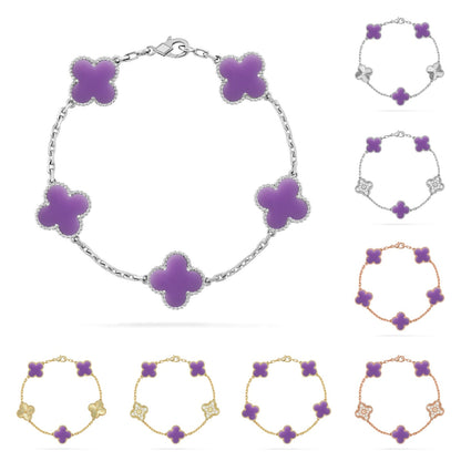 [Amore]LUCKY CLOVER 5-MOTIF BRACELET - LAVENDER COLLECTION