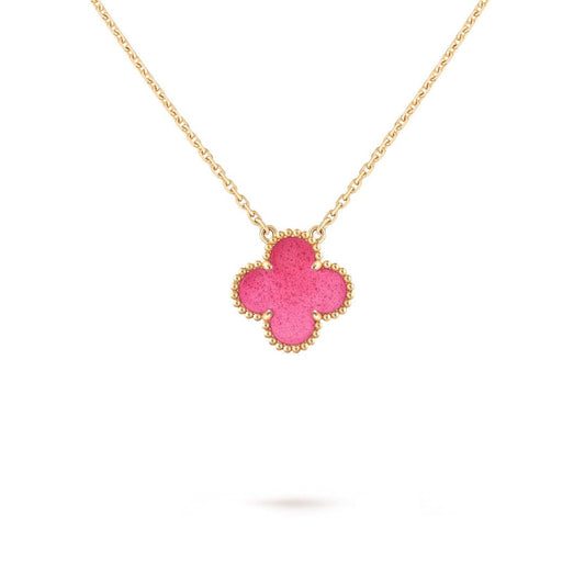 [Amore] NEW CLOVER 15MM PINK ENAMEL NECKLACE