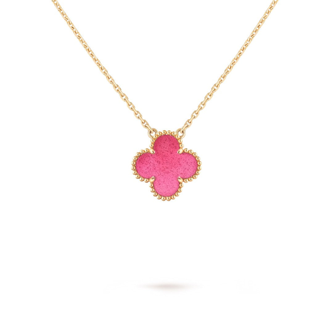[Amore] NEW CLOVER 15MM PINK ENAMEL NECKLACE