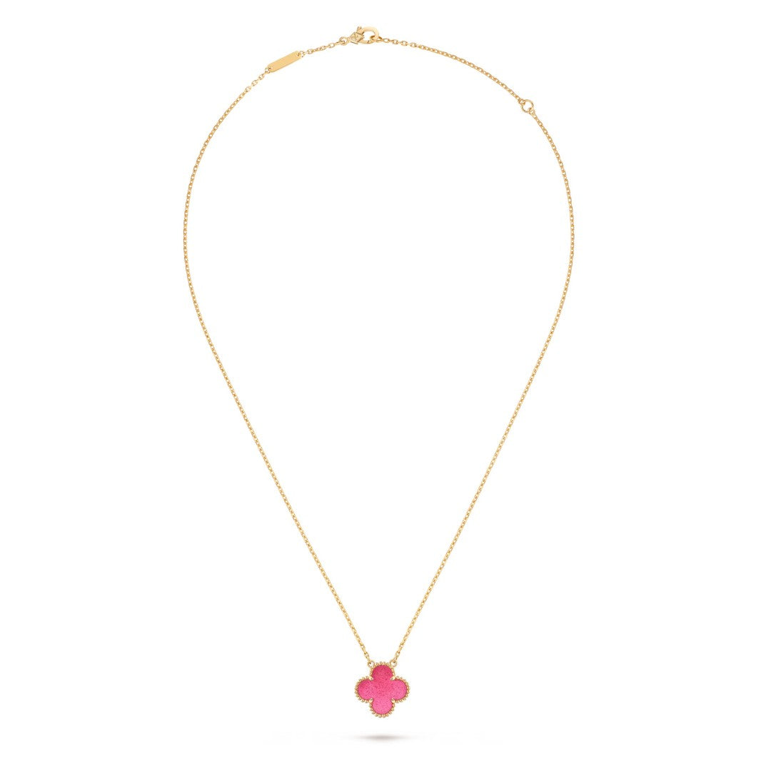 [Amore] NEW CLOVER 15MM PINK ENAMEL NECKLACE