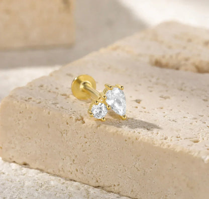 [Amore]Kate Flat Back Diamond Stud