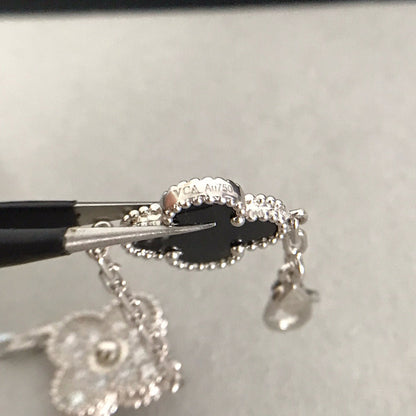 [Amore]LUCKY CLOVER 5-MOTIF BRACELET - BLACK OXNY COLLECTION