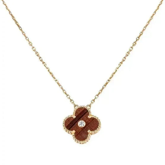 [Amore]CLOVER 15MM DIAMOND AND YELLOW TIGER'S EYE AGATE necklace