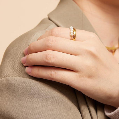 [Amore]Magnolia Freshwater Pearl Gold Ring