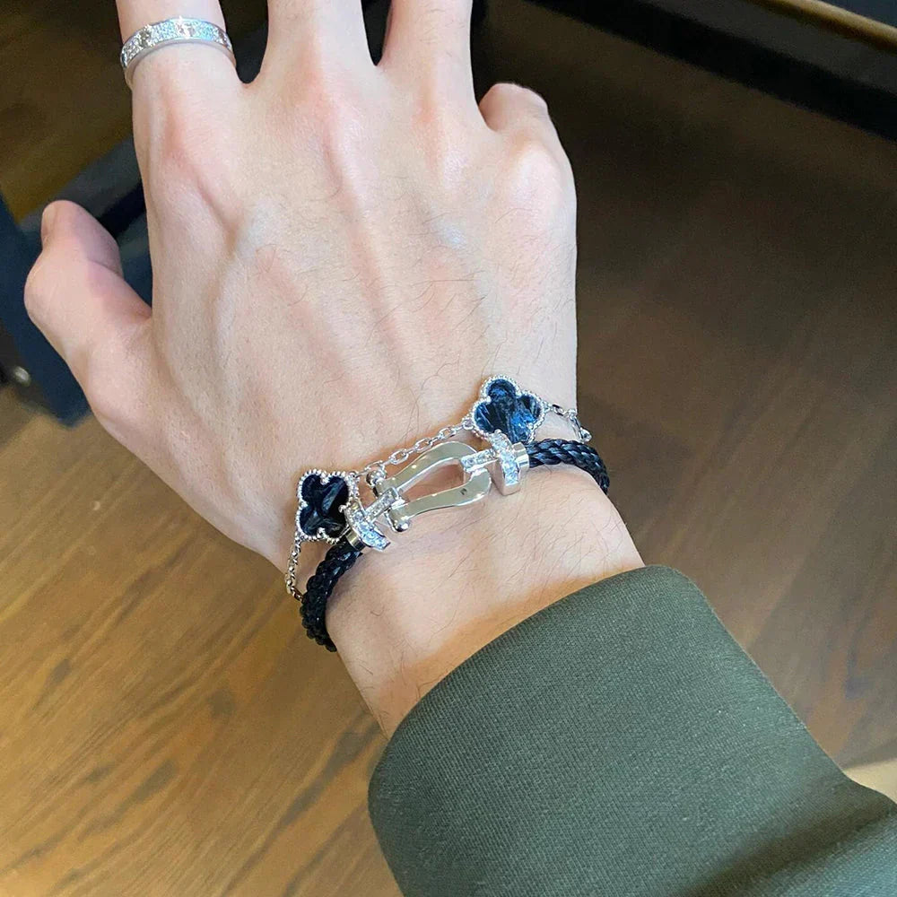 [Amore]LUCKY CLOVER 5-MOTIF BRACELET - PIETERSITE COLLECTION