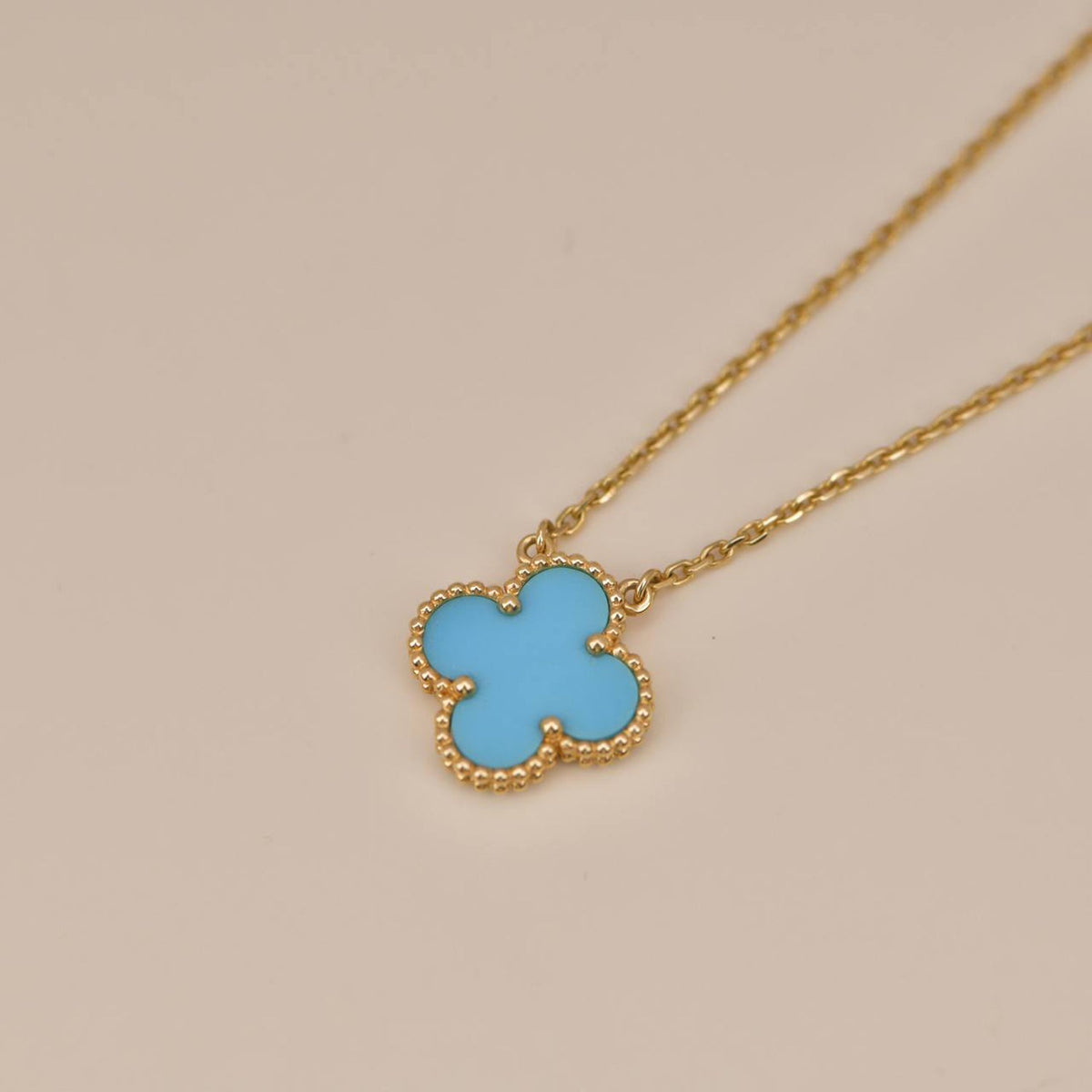 [Amore]CLOVER 15MM VINTAGE TURQUOISE NECKLACE