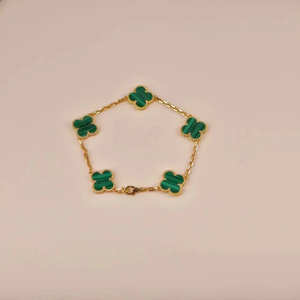 [Amore]LUCKY CLOVER 5-MOTIF BRACELET - MALACHITE COLLECTION
