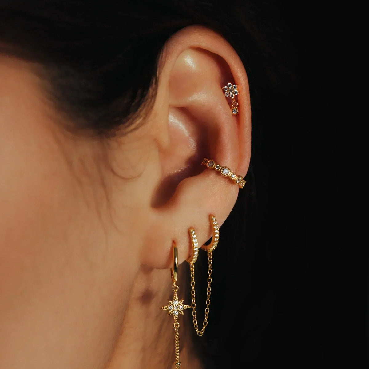 [Amore]Roxanne Round Back Diamond Stud