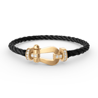 [Amore]FORCE LARGE HORSESHOE HALF DIAMOND BRACELET GOLD