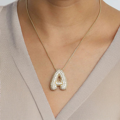 [Amore]Bubble Initial Diamond Necklace