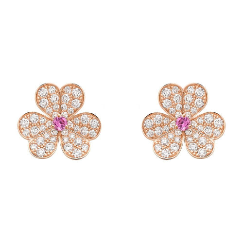 [Amore]FRIVOLE PINK GOLD FLOWER DIAMOND EARRINGS