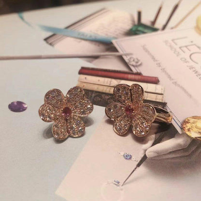 [Amore]FRIVOLE PINK GOLD FLOWER DIAMOND EARRINGS