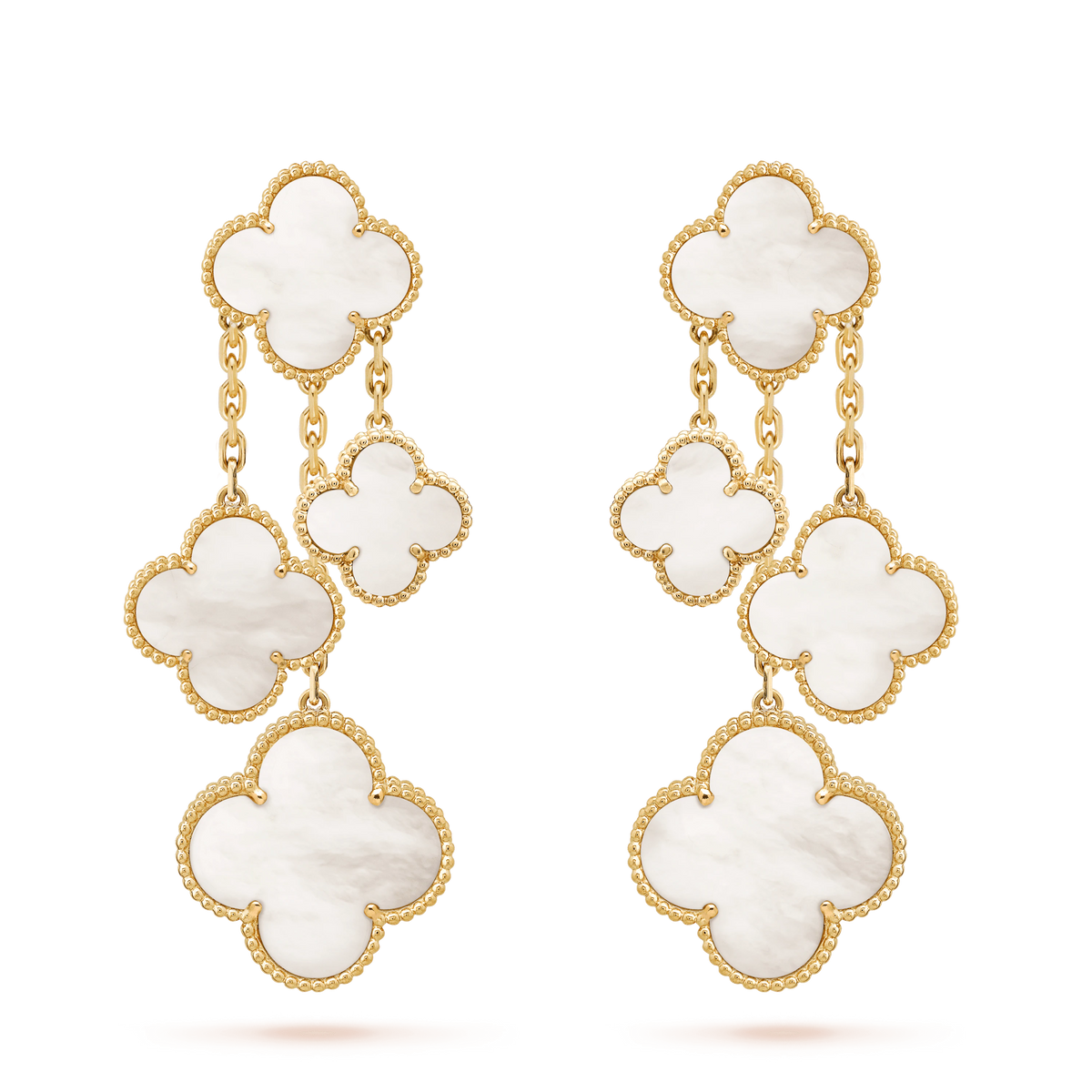 [Amore]CLOVER EARRINGS WHITE MOP 4 MOTIFS GOLD