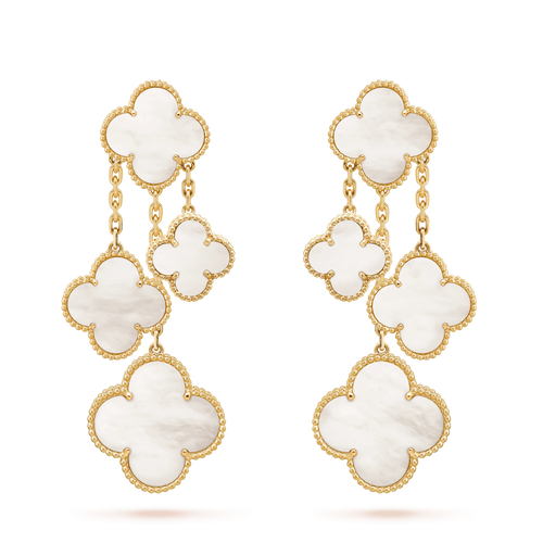 [Amore]CLOVER EARRINGS WHITE MOP 4 MOTIFS GOLD