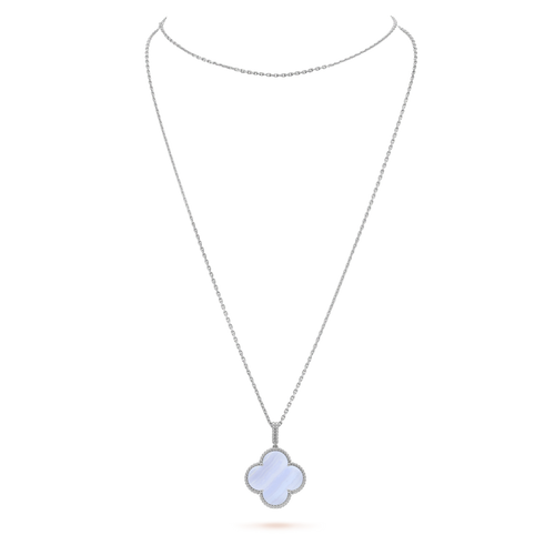 [Amore]CLOVER SILVER CHALCEDONY BIG CLOVER NECKLACE