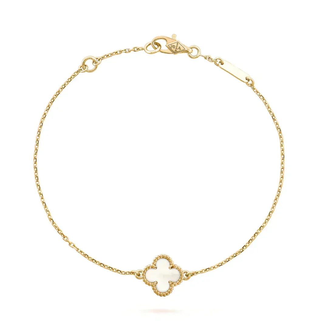 [Amore]CLOVER WHITE MOP SINGLE FLOWER BRACELET