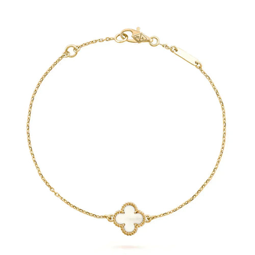 [Amore]CLOVER WHITE MOP SINGLE FLOWER BRACELET