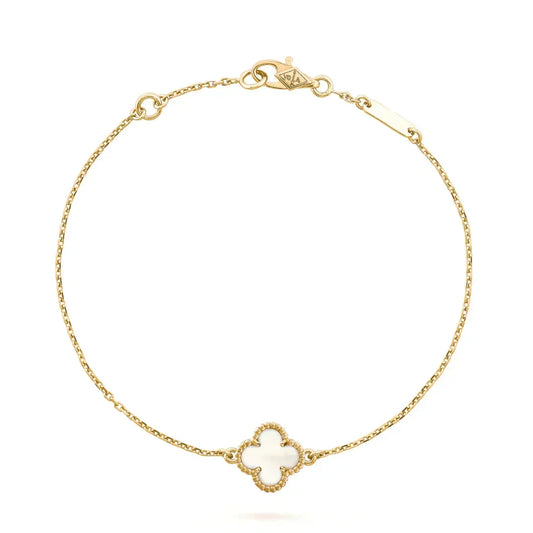 [Amore]CLOVER WHITE MOP SINGLE FLOWER BRACELET