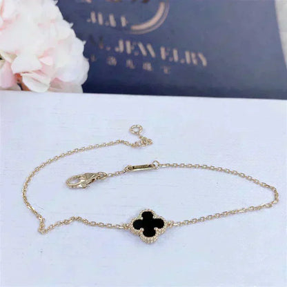 [Amore]CLOVER ONYX SINGLE FLOWER BRACELET