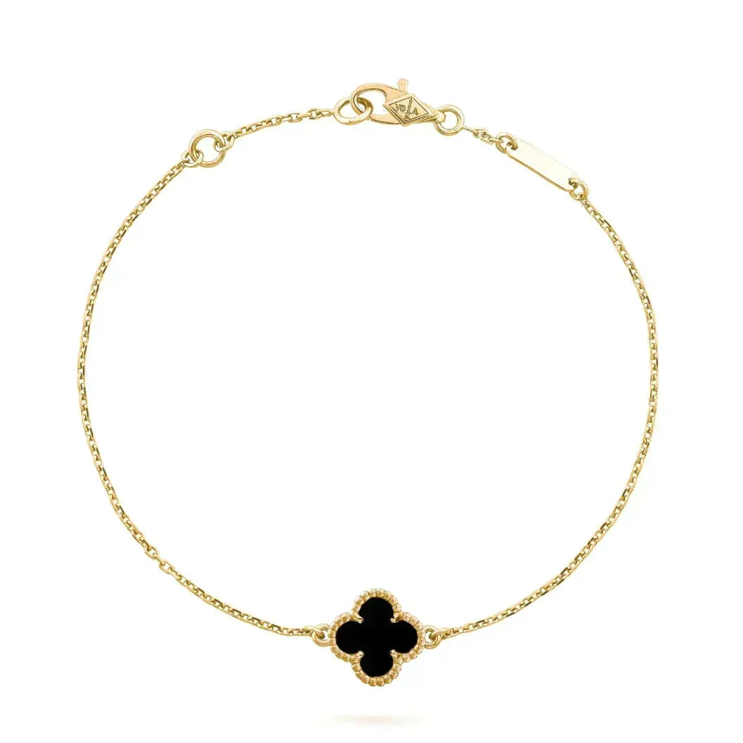 [Amore]CLOVER ONYX SINGLE FLOWER BRACELET