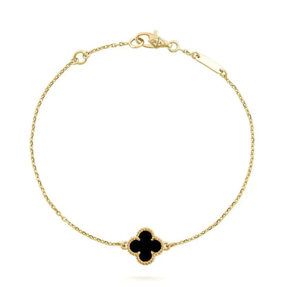 [Amore]CLOVER ONYX SINGLE FLOWER BRACELET
