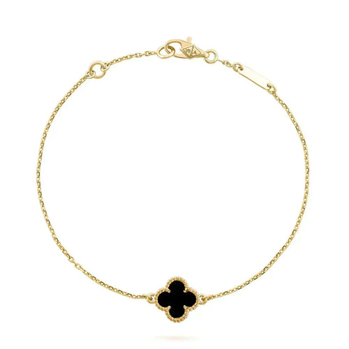 [Amore]CLOVER ONYX SINGLE FLOWER BRACELET