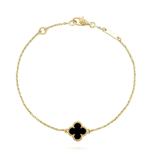 [Amore]CLOVER ONYX SINGLE FLOWER BRACELET