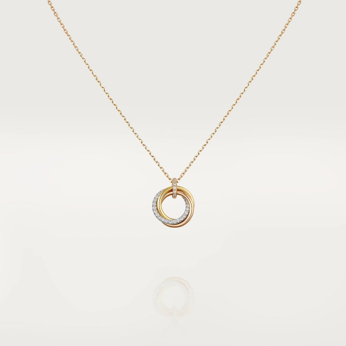 [Amore]TRINITY NECKLACE SILVER GOLD PINK GOLD DIAMONDS