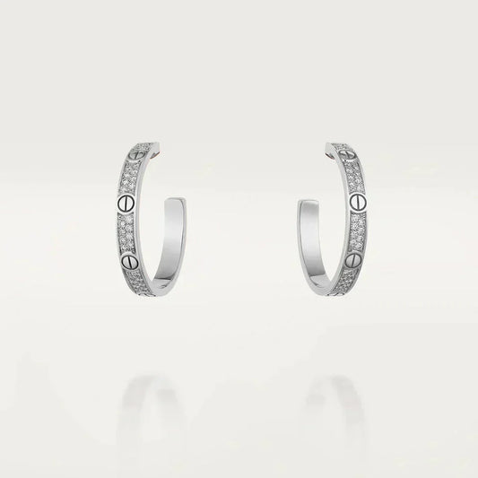 [Amore]LOVE DIAMOND SILVER HOOP EARRINGS
