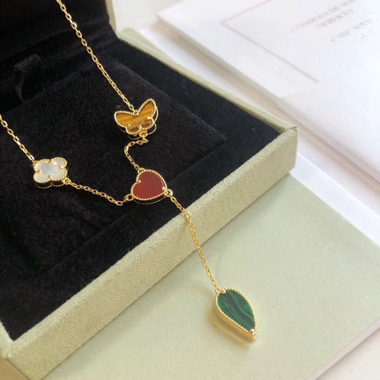 [Amore]LUCKY SPRING 4 MOTIFS ROSE GOLD NECKLACE