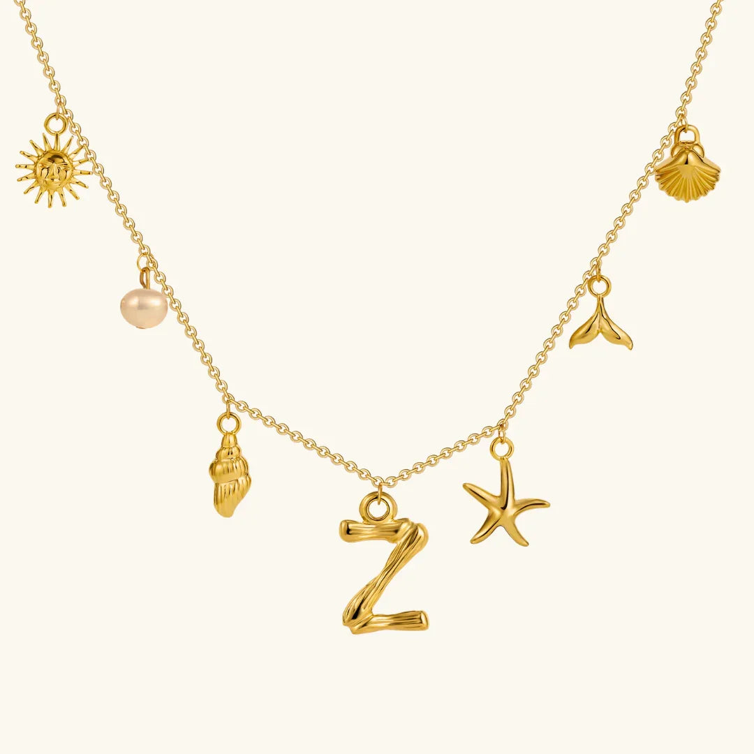 [Amore]Avaria Ocean Initial Necklace