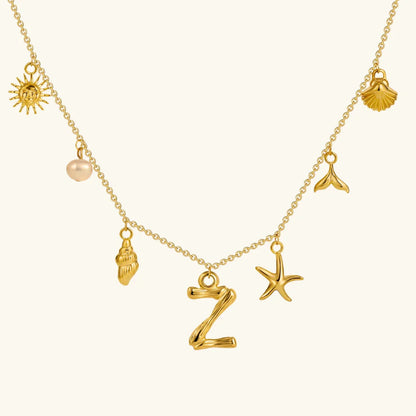 [Amore]Avaria Ocean Initial Necklace